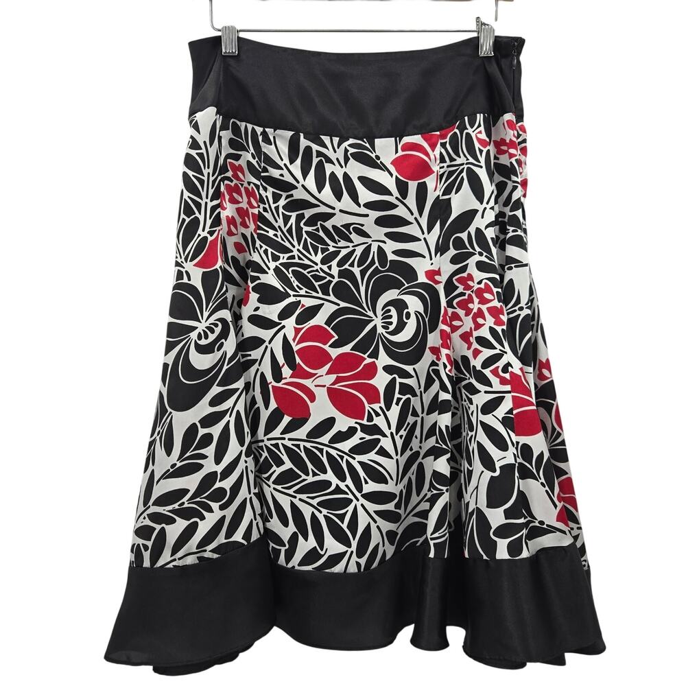 Allison Taylor Vtg Y2K Boho Chic Tomato Girl Silky Low Rise Floral Midi Skirt 8
